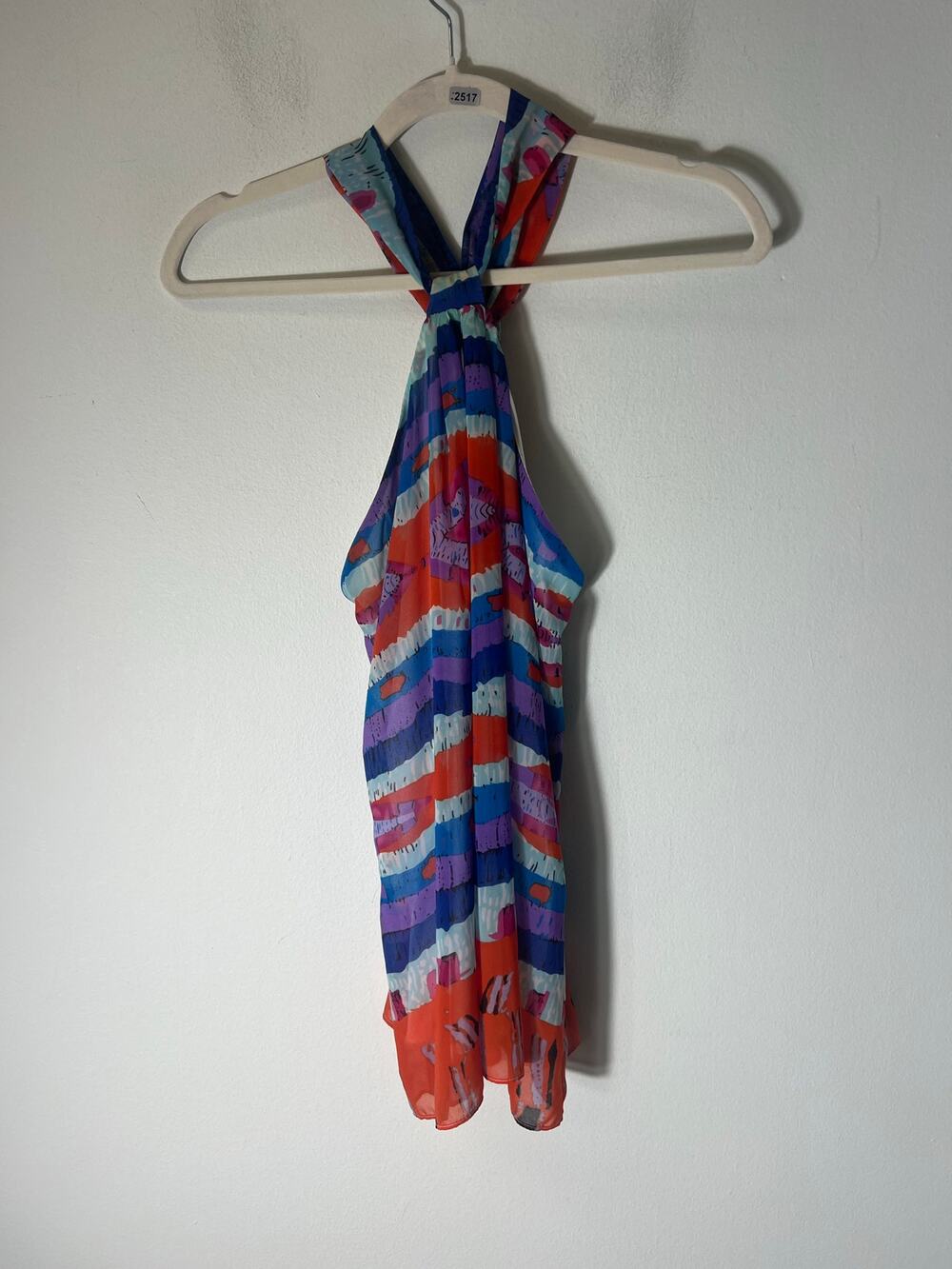 Joy Joy Multicolor Stripe Pattern Halter Top Sz S
